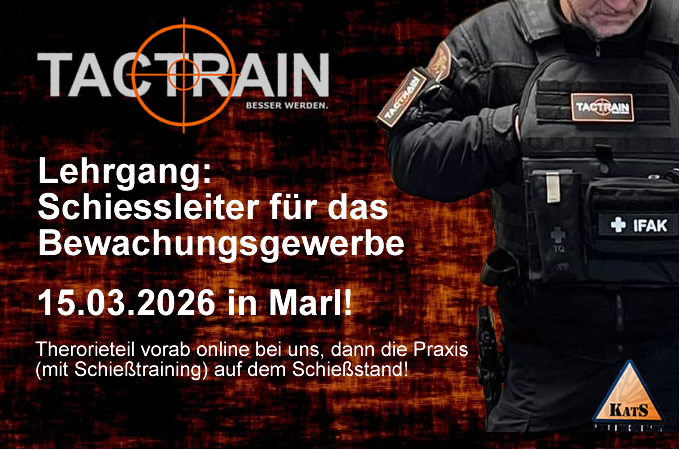 Schießleiter für das Bewachungsgewerbe. Lehrgang am 15.03.2026 in Marl!
